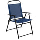 Navy |#| 6 Piece Navy Patio Garden Set with Umbrella Table and Set of 4 Folding Chairs