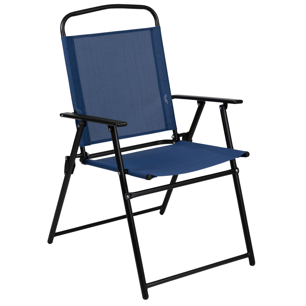 Navy |#| 6 Piece Navy Patio Garden Set with Umbrella Table and Set of 4 Folding Chairs