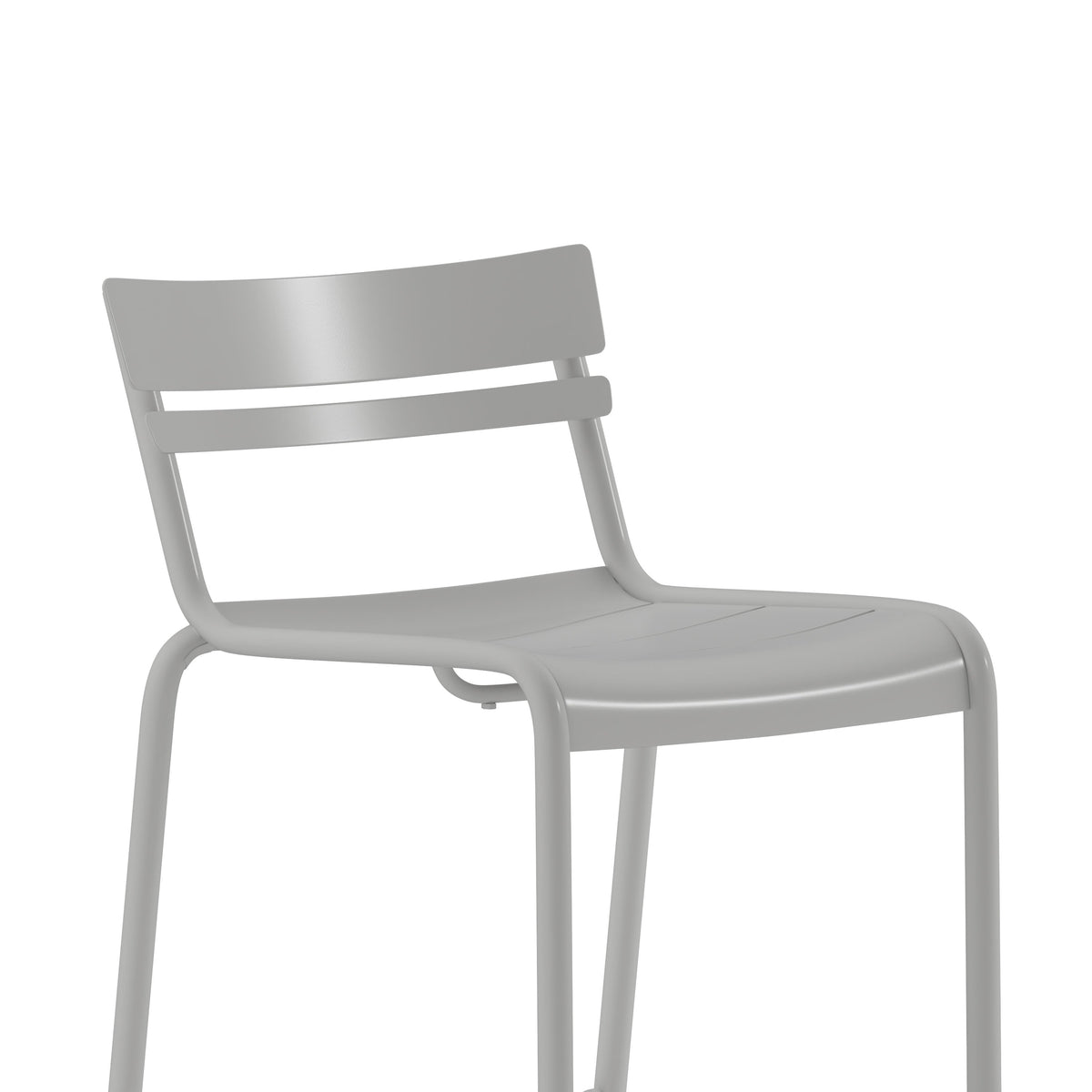 Silver |#| Modern Commercial Grade 2 Slat Indoor/Outdoor Steel Bar Stool in Silver