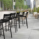 Black |#| Modern Commercial Grade 2 Slat Indoor/Outdoor Steel Bar Stool in Black