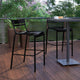 Black |#| Modern Commercial Grade 2 Slat Indoor/Outdoor Steel Bar Stool in Black