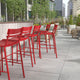 Red |#| Modern Commercial Grade 2 Slat Indoor/Outdoor Steel Bar Stool in Red