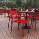 Red |#| Modern Commercial Grade 2 Slat Indoor/Outdoor Steel Chair in Red