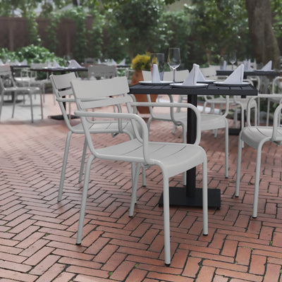 Nash Commercial Grade Steel Indoor-Outdoor Stackable Chair with 2 Slats and Arms - View 2