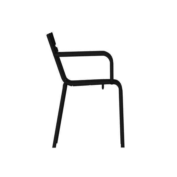 Black |#| Modern Commercial Grade 2 Slat Indoor/Outdoor Steel Chair in Black