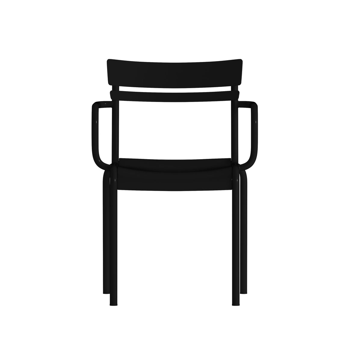 Black |#| Modern Commercial Grade 2 Slat Indoor/Outdoor Steel Chair in Black