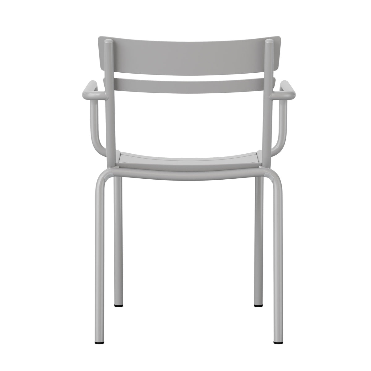 Silver |#| Modern Commercial Grade 2 Slat Indoor/Outdoor Steel Chair in Silver