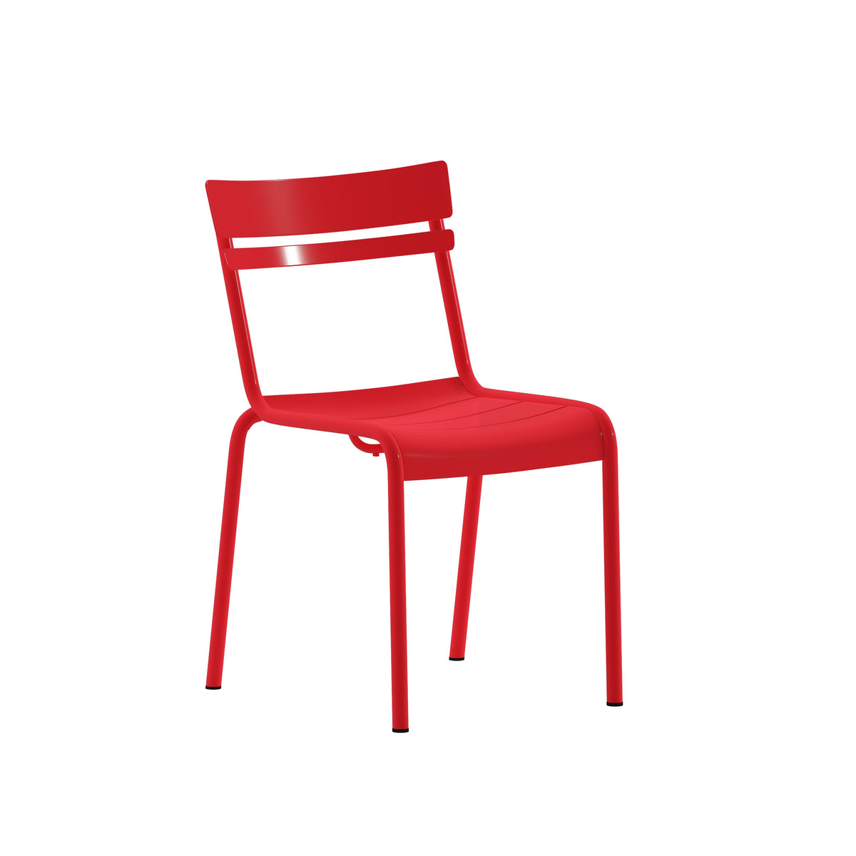 Red |#| Modern Commercial Grade 2 Slat Indoor/Outdoor Steel Dining Chair in Red