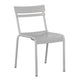 Silver |#| Modern Commercial Grade 2 Slat Indoor/Outdoor Steel Dining Chair in Quicksilver