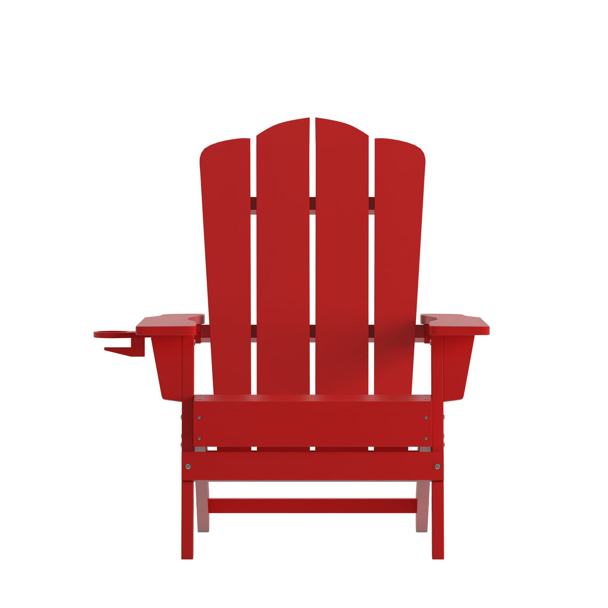 Red |#| Commercial Grade All-Weather Adirondack Chair with Swiveling Cupholder - Red