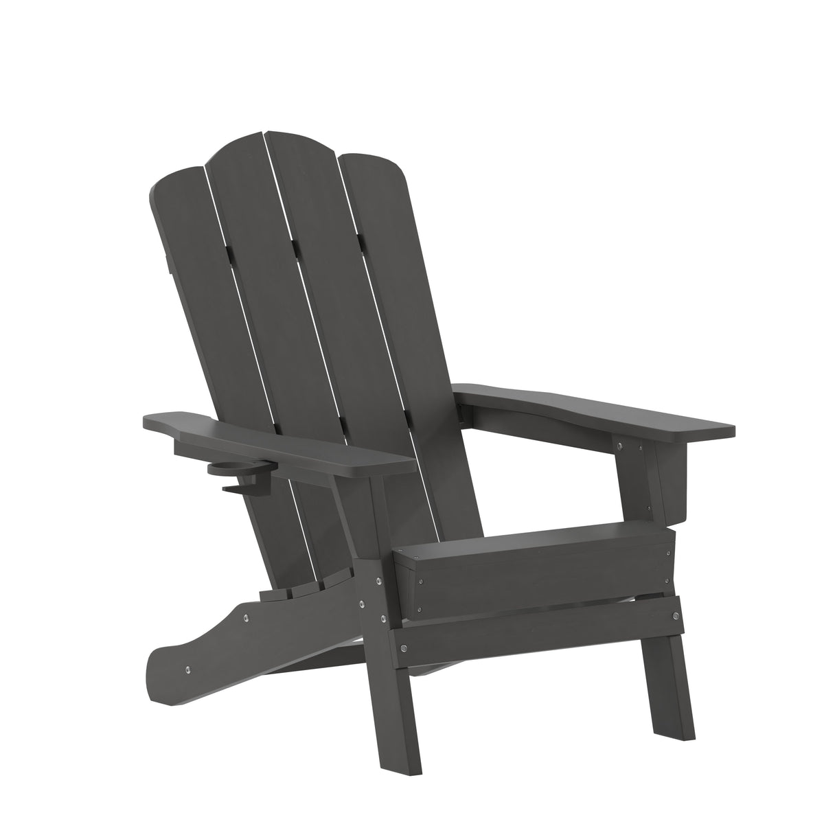 Gray |#| Commercial Grade All-Weather Adirondack Chair with Swiveling Cupholder - Gray