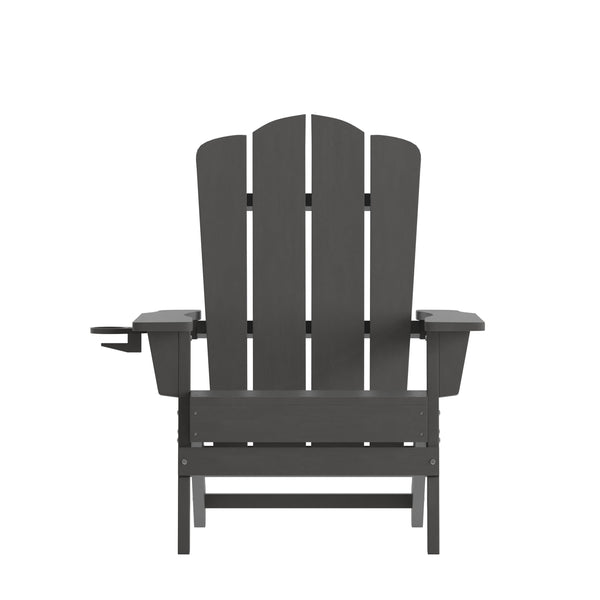 Gray |#| Commercial Grade All-Weather Adirondack Chair with Swiveling Cupholder - Gray