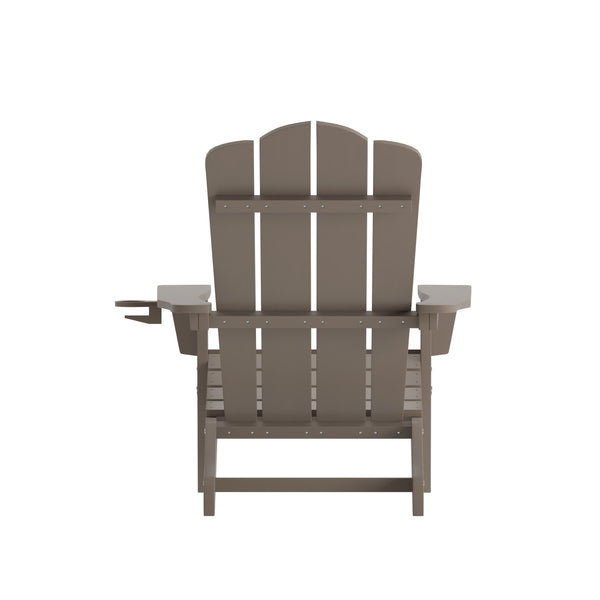 Brown |#| Commercial Grade All-Weather Adirondack Chair with Swiveling Cupholder - Brown