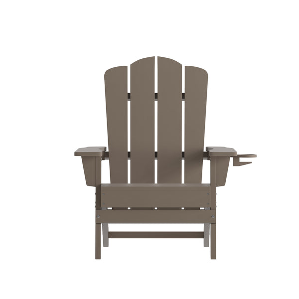 Brown |#| Commercial Grade All-Weather Adirondack Chair with Swiveling Cupholder - Brown