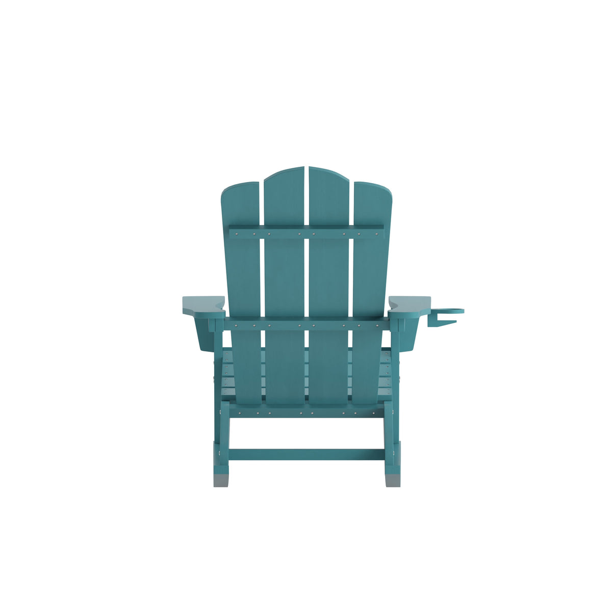 Blue |#| Commercial All-Weather Rocking Adirondack Chair with Swiveling Cupholder - Blue