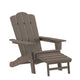 Brown |#| Commercial All-Weather Adirondack Chair with Pullout Ottoman & Cupholder - Brown