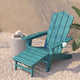 Blue |#| Commercial All-Weather Adirondack Chair with Pullout Ottoman & Cupholder - Blue