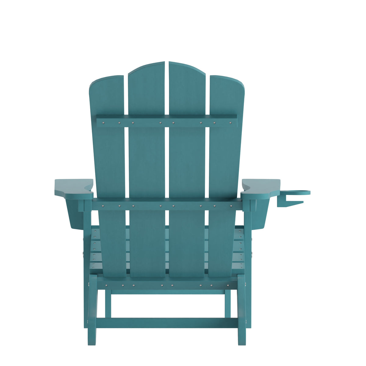 Blue |#| Commercial All-Weather Adirondack Chair with Pullout Ottoman & Cupholder - Blue