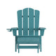 Blue |#| Commercial All-Weather Adirondack Chair with Pullout Ottoman & Cupholder - Blue