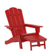 Red |#| Commercial All-Weather Adirondack Chair with Pullout Ottoman & Cupholder - Red