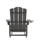 Gray |#| Commercial All-Weather Adirondack Chair with Pullout Ottoman & Cupholder - Gray