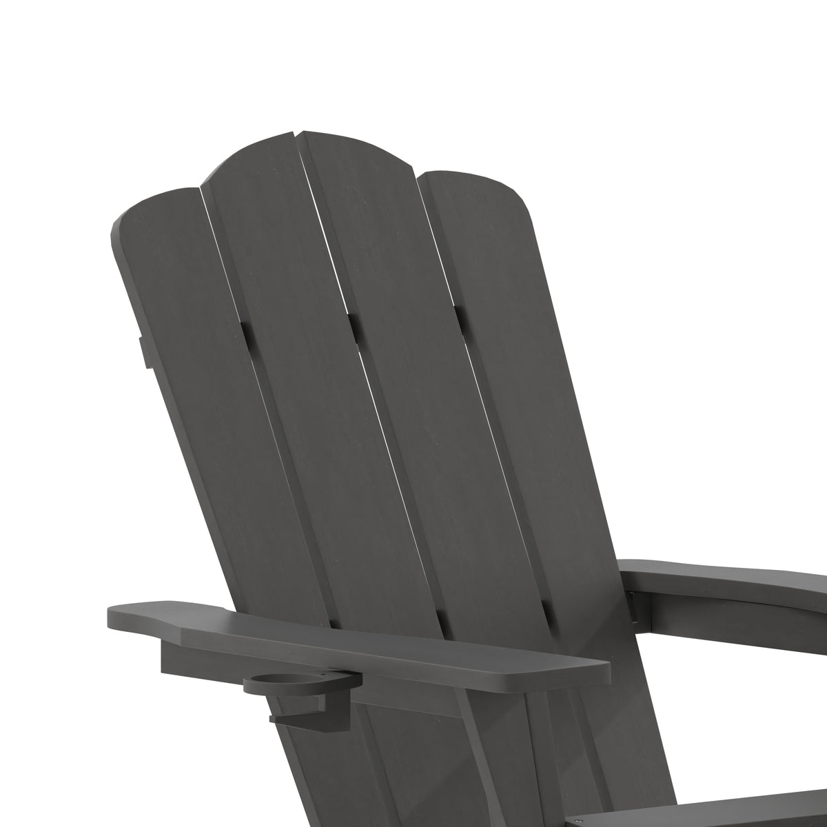 Gray |#| Commercial All-Weather Adirondack Chair with Pullout Ottoman & Cupholder - Gray