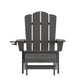 Gray |#| Commercial All-Weather Adirondack Chair with Pullout Ottoman & Cupholder - Gray