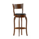 Black Vinyl/Antique Oak Frame |#| Commercial Antique Oak & Black LeatherSoft Wooden Swivel Bar Stools