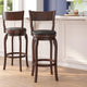 Black Vinyl/Espresso Frame |#| Commercial Espresso & Black LeatherSoft Wooden Swivel Bar Stools
