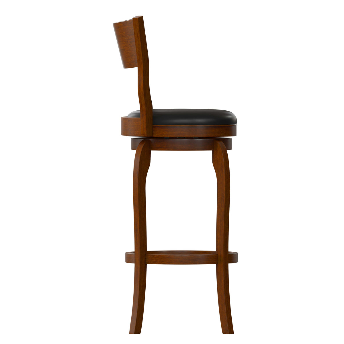 Black Vinyl/Antique Oak Frame |#| Commercial Antique Oak & Black LeatherSoft Wooden Swivel Bar Stools