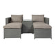 Gray Fabric/Gray Frame |#| Indoor/Outdoor Modular Loveseat Sofa Set with Table and Ottomans in Gray/Gray
