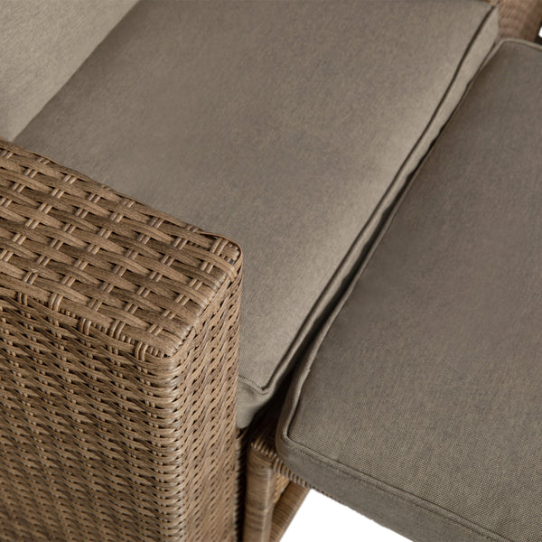 Gray Fabric/Natural Frame |#| Indoor/Outdoor Modular Loveseat Sofa Set with Table and Ottomans in Gray/Natural