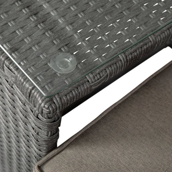 Gray Fabric/Gray Frame |#| Indoor/Outdoor Modular Loveseat Sofa Set with Table and Ottomans in Gray/Gray