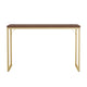 Walnut Top/Polished Brass Frame |#| Walnut Wood Grain Parsons Desk with Polished Brass Metal Frame