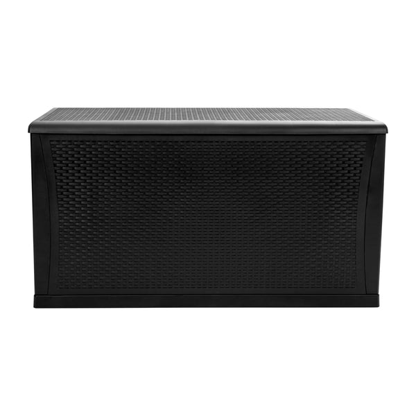 Black |#| 120 Gallon Black Plastic Deck Box for Outdoor Patio Storage & Deck Organization