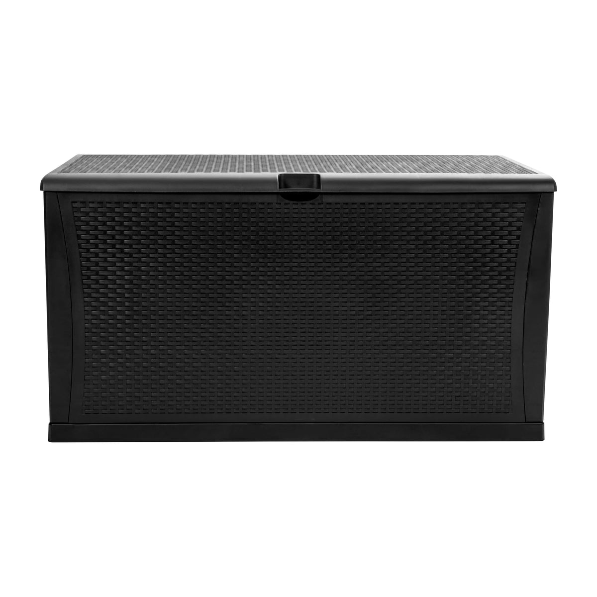 Black |#| 120 Gallon Black Plastic Deck Box for Outdoor Patio Storage & Deck Organization