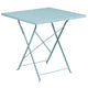 Sky Blue |#| 28inch Square Sky Blue Indoor-Outdoor Steel Folding Patio Table - Home Furniture