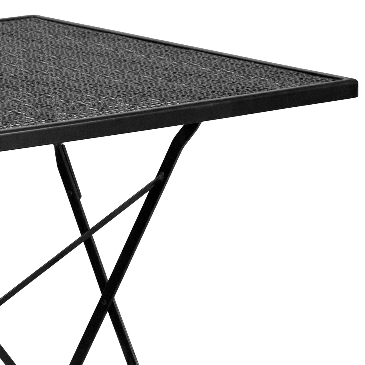 Black |#| 28inch Square Black Indoor-Outdoor Steel Folding Patio Table - Home Furniture