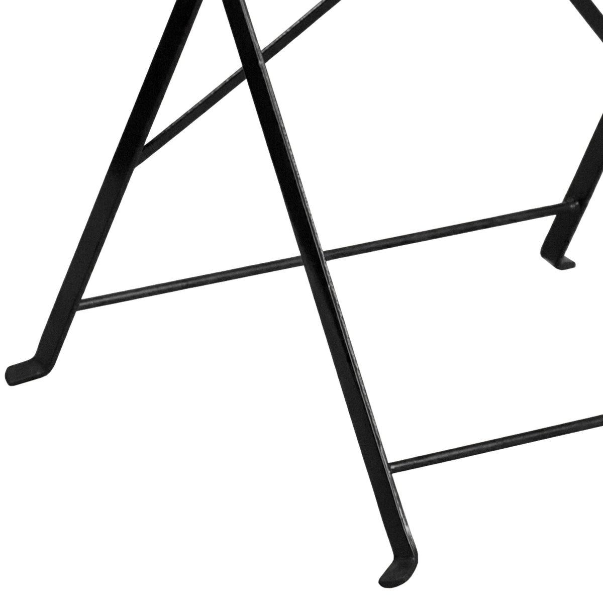 Black |#| 28inch Square Black Indoor-Outdoor Steel Folding Patio Table - Home Furniture