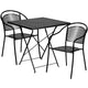 Black |#| 28inch Square Black Indoor-Outdoor Steel Folding Patio Table Set with 2 Chairs