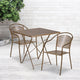 Gold |#| 28inch Square Gold Indoor-Outdoor Steel Folding Patio Table Set with 2 Chairs