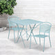 Sky Blue |#| 28inch Square Sky Blue Indoor-Outdoor Steel Folding Patio Table Set with 2 Chairs