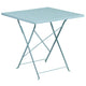 Sky Blue |#| 28inch Square Sky Blue Indoor-Outdoor Steel Folding Patio Table Set with 2 Chairs