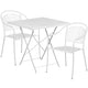 White |#| 28inch Square White Indoor-Outdoor Steel Folding Patio Table Set with 2 Chairs