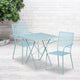 Sky Blue |#| 28inch Square Sky Blue Indoor-Outdoor Steel Folding Patio Table Set with 2 Chairs