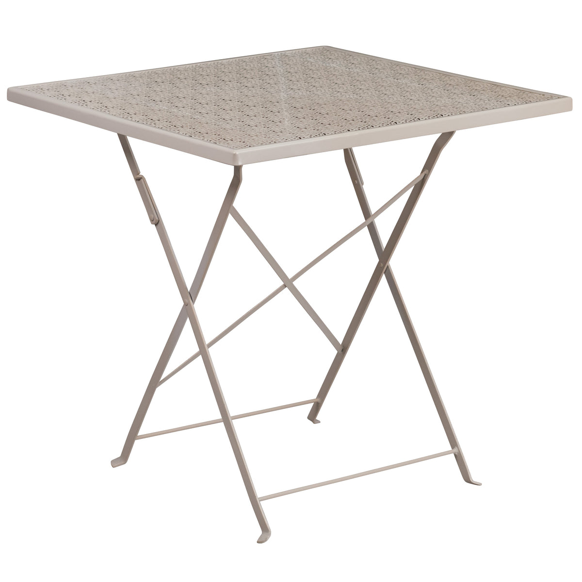 Light Gray |#| 28inch Square Lt Gray Indoor-Outdoor Steel Folding Patio Table Set with 4 Chairs