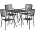 Oia Commercial Grade 28" Square Indoor-Outdoor Steel Folding Patio Table Set with 4 Square Back Chairs