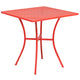 Coral |#| 28inch Square Coral Indoor-Outdoor Steel Patio Table Set with 2 Round Back Chairs