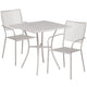 Light Gray |#| 28inch Square Lt Gray Indoor-Outdoor Steel Patio Table Set - 2 Square Back Chairs
