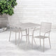 Light Gray |#| 28inch Square Lt Gray Indoor-Outdoor Steel Patio Table Set - 2 Square Back Chairs